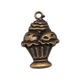 WYSIWYG 10pcs 27x18mm Cake Cup Cake Ice Cream Charms For Jewelry Making 2 Colors Antique Silver Plated Antique Bronze Plated