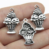 WYSIWYG 10pcs 27x18mm Cake Cup Cake Ice Cream Charms For Jewelry Making 2 Colors Antique Silver Plated Antique Bronze Plated