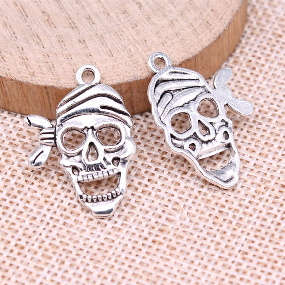 WYSIWYG 10pcs 27x20mm 2 Colors Skull Charms Pendant For Jewelry Making DIY Jewelry Findings