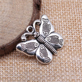 WYSIWYG 10pcs 27x22mm Fish Angel Wings Butterfly Charms Antique Silver Color For Jewelry Making Charms Pendant Jewelry Findings