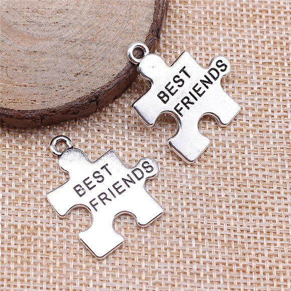 WYSIWYG 10pcs 27x24mm Best Friends Charms For Jewelry Making Best Friends Charms Charm Best Friends Puzzle Pieces