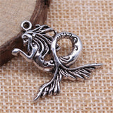 10pcs 27x27mm Antique Silver Color Mermaid Charms For Jewelry Making h1266