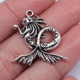 10pcs 27x27mm Antique Silver Color Mermaid Charms For Jewelry Making h1266