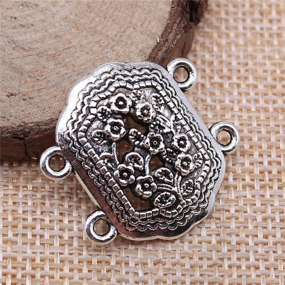 WYSIWYG 10pcs 27x28mm Body Chain Flower Porous Connector For Jewelry Making Antique Silver Color Jewelry Findings Accessories