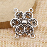 WYSIWYG 10pcs 27x30mm Body Chain Flower Porous Connector Antique Silver Color Jewelry Findings Jewelry Accessories