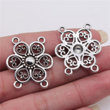 WYSIWYG 10pcs 27x30mm Body Chain Flower Porous Connector Antique Silver Color Jewelry Findings Jewelry Accessories