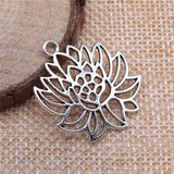 WYSIWYG 10pcs 27x31mm Antique Silver Color Lotus Charms For Jewelry Making EF3702