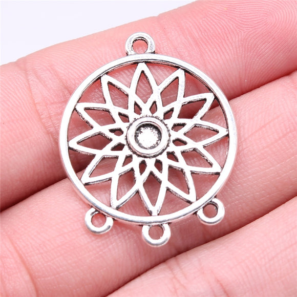 WYSIWYG 10pcs 27x33mm Dreamcatcher For Porous Earring Connector Antique Silver Color Jewelry Findings Jewelry Accessories
