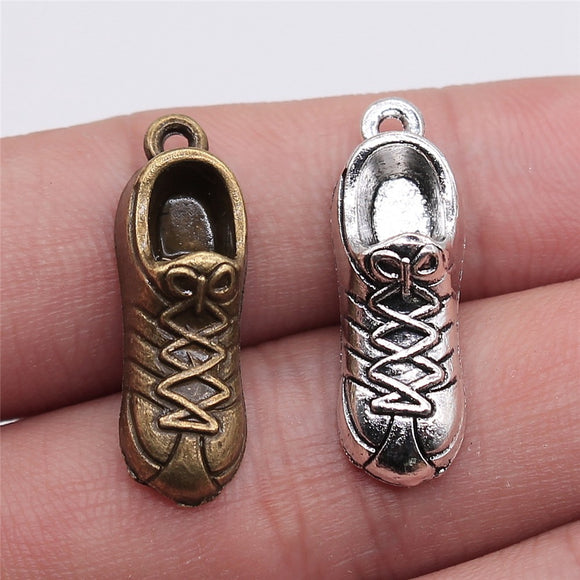 10pcs 27x9mm 2 Colors Antique Bronze Plated Sneaker Charms 3D Running Shoe Charms Sneaker Shoe Charms EF4184