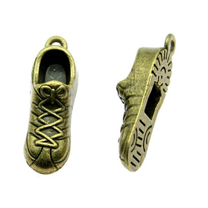 10pcs 27x9mm 2 Colors Antique Bronze Plated Sneaker Charms 3D Running Shoe Charms Sneaker Shoe Charms EF4184