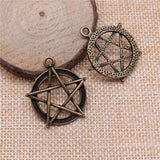 WYSIWYG 10pcs 28mm 2 Colors Antique Silver Color Antique Bronze Plated Star Pendant Hollow Star Charm Pendants Star Charm