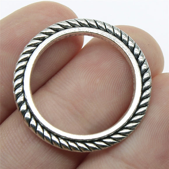 WYSIWYG 10pcs 28mm Circle Connector Charm Pendants For Jewelry Making Antique Silver Color Circle Pendants