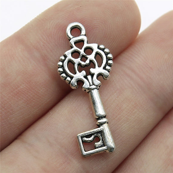 WYSIWYG 10pcs 28mm Key Charms For Jewelry Making Jewelry Accessories Antique Silver Plated Antique Bronze Plated
