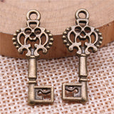 WYSIWYG 10pcs 28mm Key Charms For Jewelry Making Jewelry Accessories Antique Silver Plated Antique Bronze Plated