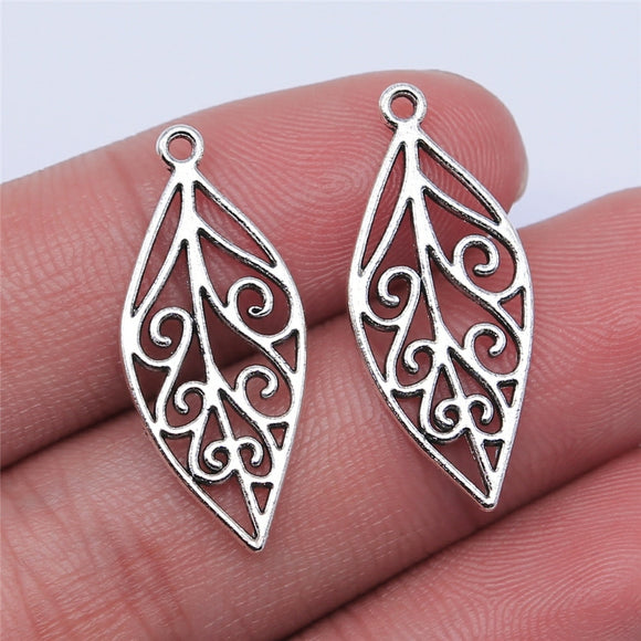WYSIWYG 10pcs 28x12mm Hollow Leaves Charms Pendant For Jewelry Making DIY Jewelry Findings