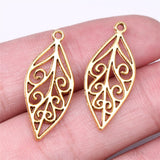 WYSIWYG 10pcs 28x12mm Hollow Leaves Charms Pendant For Jewelry Making DIY Jewelry Findings