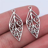 WYSIWYG 10pcs 28x12mm Hollow Leaves Charms Pendant For Jewelry Making DIY Jewelry Findings