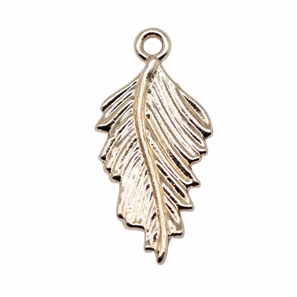 WYSIWYG 10pcs 28x13mm KC Gold Color Feather Charms Pendant For Jewelry Making Earring Making Accessories