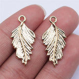 WYSIWYG 10pcs 28x13mm KC Gold Color Feather Charms Pendant For Jewelry Making Earring Making Accessories