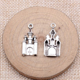 WYSIWYG 10pcs 28x14mm Antique Silver Color Castle Charms For Jewelry Making