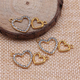 WYSIWYG 10pcs 28x14mm Heart Connector Charms Gold Color For DIY Jewelry Making Zinc Alloy Charms Pendant Jewelry Findings