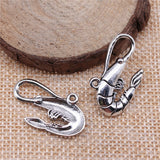 WYSIWYG 10pcs 28x15mm Shrimp Charms Antique Silver Color Pendant Charms For Jewelry Making Jewelry Accessories