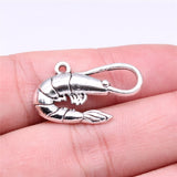 WYSIWYG 10pcs 28x15mm Shrimp Charms Antique Silver Color Pendant Charms For Jewelry Making Jewelry Accessories