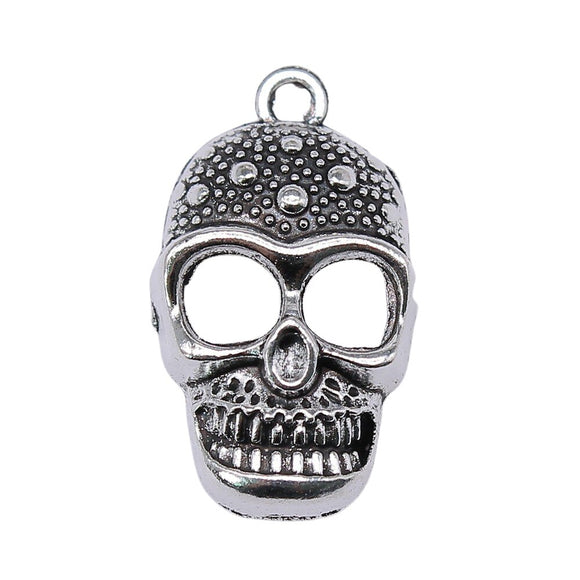 WYSIWYG 10pcs 28x16mm Skull Charms Antique Silver Color For Jewelry Making Zinc Alloy Charms Pendant DIY Jewelry Findings