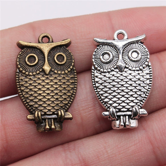 WYSIWYG 10pcs 28x18mm 2 Colors Antique Silver Color Antique Bronze Plated Owl Pendants Charm Owl Pendant Owl Charm Pendant
