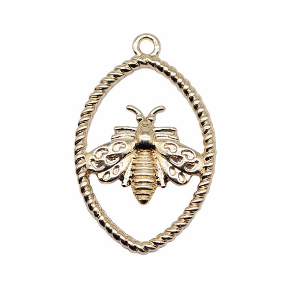 WYSIWYG 10pcs 28x18mm KC Gold Color Bee Charms Pendant For Jewelry Making Earring Making Accessories