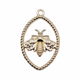 WYSIWYG 10pcs 28x18mm KC Gold Color Bee Charms Pendant For Jewelry Making Earring Making Accessories