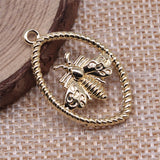 WYSIWYG 10pcs 28x18mm KC Gold Color Bee Charms Pendant For Jewelry Making Earring Making Accessories