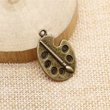 WYSIWYG 10pcs 28x19mm Charm Brush And Palette 3 Colors Brush And Palette Charms Painting Brush And Palette Pendant EF3747