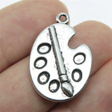 WYSIWYG 10pcs 28x19mm Charm Brush And Palette 3 Colors Brush And Palette Charms Painting Brush And Palette Pendant EF3747