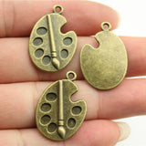 WYSIWYG 10pcs 28x19mm Charm Brush And Palette 3 Colors Brush And Palette Charms Painting Brush And Palette Pendant EF3747