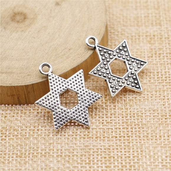 WYSIWYG 10pcs 28x20mm Star Of David Charms DIY Jewelry Findings Antique Silver Color Antique Bronze Color For Jewelry Making