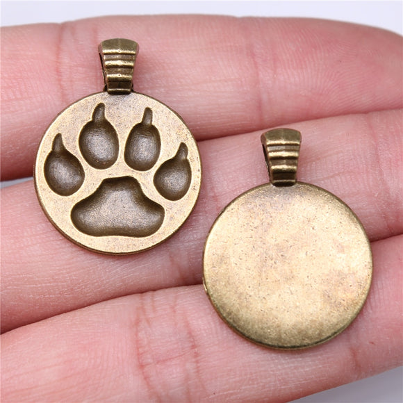 WYSIWYG 10pcs 28x21mm Charms Dog Paw Pendant For Necklace Making Antique Bronze Antique Silver Color DIY Handmade Jewelry