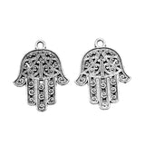 WYSIWYG 10pcs 28x21mm Hand Palm Charms Antique Silver Color Pendant Charms For Jewelry Making Jewelry Accessories