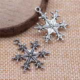 WYSIWYG 10pcs 28x22mm Antique Silver Plated Color Christmas Snowflake Handmade Charms Pendant DIY For Bracelet Necklace