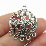 WYSIWYG 10pcs 28x23mm Round Porous Earring Connector Antique Silver Color Jewelry Findings For Jewelry Making