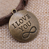 WYSIWYG 10pcs 28x24mm I Love You Infinity Charms DIY Antique Silver Color Antique Bronze Color For Jewelry Making