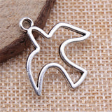 WYSIWYG 10pcs 28x28mm Hollow Bird Pendant Charms Antique Silver Color For Jewelry Making Zinc Alloy Jewelry Findings