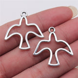 WYSIWYG 10pcs 28x28mm Hollow Bird Pendant Charms Antique Silver Color For Jewelry Making Zinc Alloy Jewelry Findings