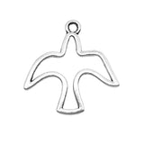 WYSIWYG 10pcs 28x28mm Hollow Bird Pendant Charms Antique Silver Color For Jewelry Making Zinc Alloy Jewelry Findings