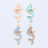WYSIWYG 10pcs 29x13mm 4 Colors Enamel Mermaid Charms Pendant For DIY Jewelry Making Handmade Jewelry Craft Findings