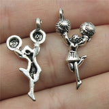 WYSIWYG 10pcs 29x14mm Cheerleaders Charms For Jewelry Making Antique Silver Color Charm Pendant Jewelry Accessories