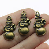 WYSIWYG 10pcs 29x15mm Christmas Snowman Charms Pendants For Jewelry Making 2 Colors Antique Silver Plated Antique Bronze Plated