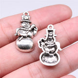 WYSIWYG 10pcs 29x15mm Christmas Snowman Charms Pendants For Jewelry Making 2 Colors Antique Silver Plated Antique Bronze Plated