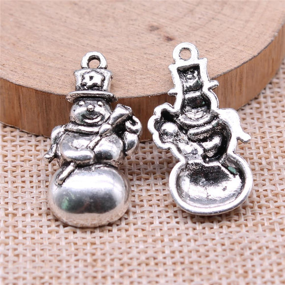 WYSIWYG 10pcs 29x15mm Christmas Snowman Charms Pendants For Jewelry Making 2 Colors Antique Silver Plated Antique Bronze Plated