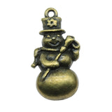 WYSIWYG 10pcs 29x15mm Christmas Snowman Charms Pendants For Jewelry Making 2 Colors Antique Silver Plated Antique Bronze Plated